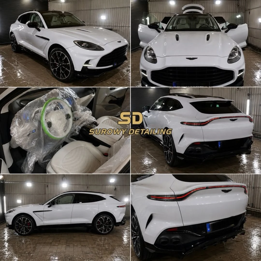 Aston Martin DBX po realizacji — plansza z ujęciami nadwozia
