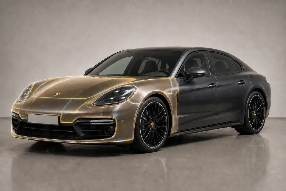 Poglądowa wizualizacja przedniej strefy Full Front na Porsche Panamera